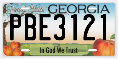GA license plate PBE3121