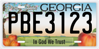 GA license plate PBE3123