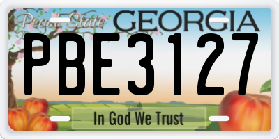 GA license plate PBE3127