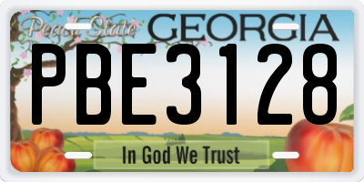 GA license plate PBE3128