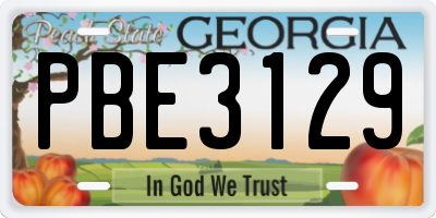 GA license plate PBE3129