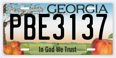 GA license plate PBE3137