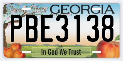 GA license plate PBE3138