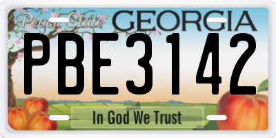 GA license plate PBE3142
