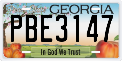 GA license plate PBE3147