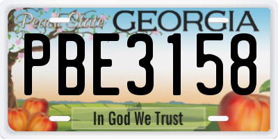 GA license plate PBE3158