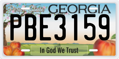 GA license plate PBE3159