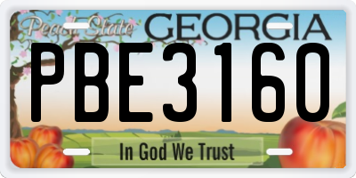 GA license plate PBE3160