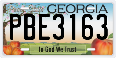 GA license plate PBE3163