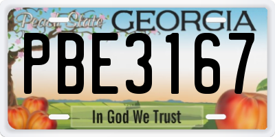 GA license plate PBE3167