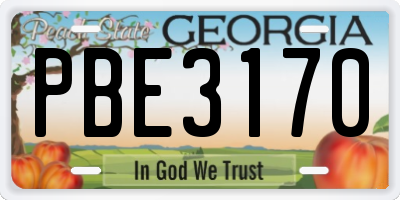 GA license plate PBE3170
