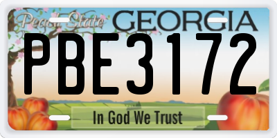 GA license plate PBE3172
