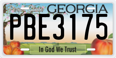 GA license plate PBE3175