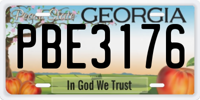GA license plate PBE3176
