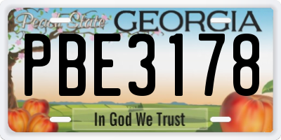 GA license plate PBE3178