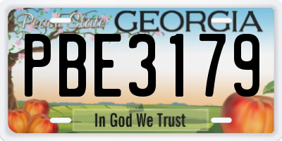 GA license plate PBE3179