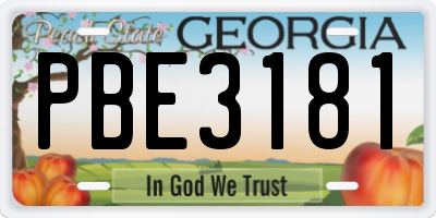 GA license plate PBE3181