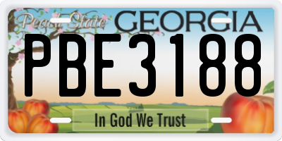 GA license plate PBE3188