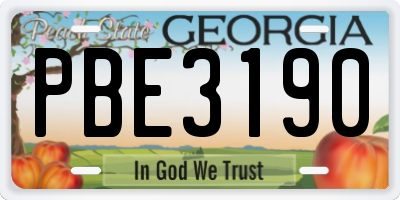 GA license plate PBE3190