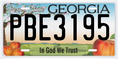 GA license plate PBE3195