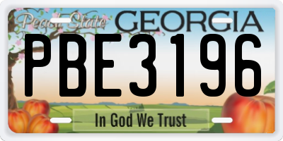 GA license plate PBE3196