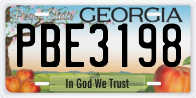 GA license plate PBE3198
