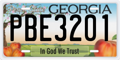 GA license plate PBE3201