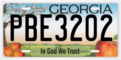 GA license plate PBE3202