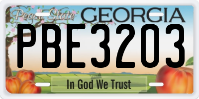 GA license plate PBE3203