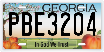 GA license plate PBE3204