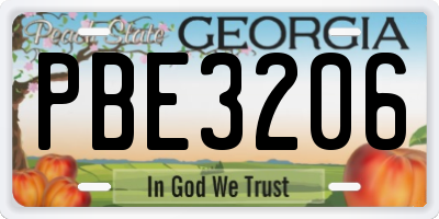 GA license plate PBE3206