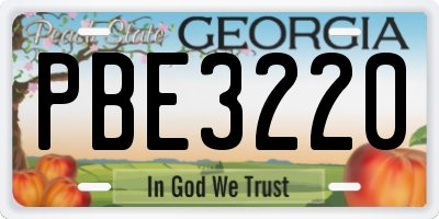 GA license plate PBE3220