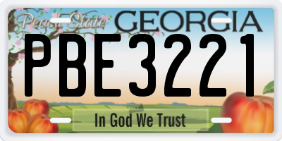 GA license plate PBE3221