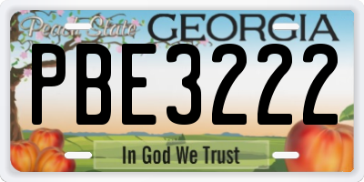 GA license plate PBE3222
