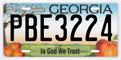 GA license plate PBE3224