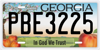 GA license plate PBE3225