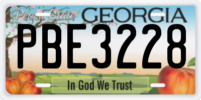 GA license plate PBE3228