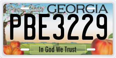 GA license plate PBE3229