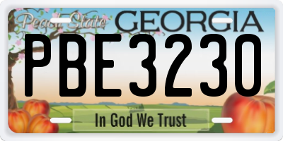 GA license plate PBE3230