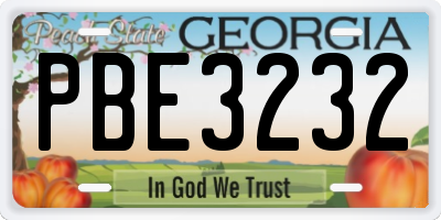 GA license plate PBE3232