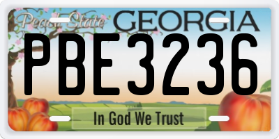GA license plate PBE3236