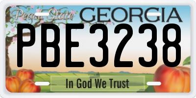 GA license plate PBE3238