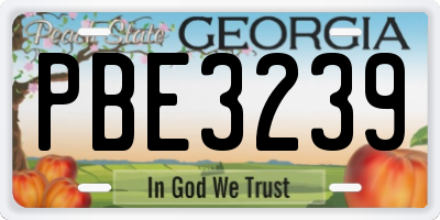 GA license plate PBE3239