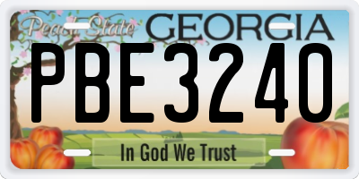 GA license plate PBE3240