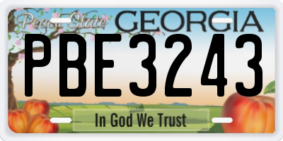 GA license plate PBE3243