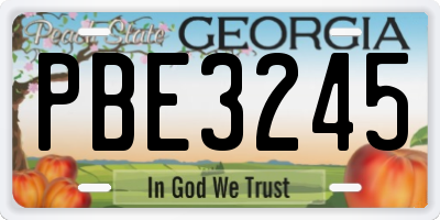GA license plate PBE3245