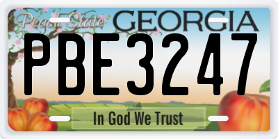 GA license plate PBE3247