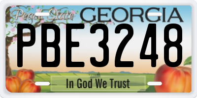 GA license plate PBE3248