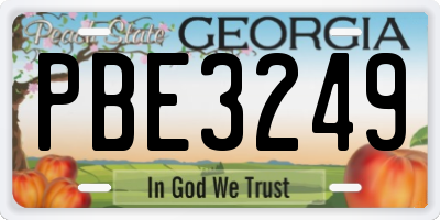 GA license plate PBE3249