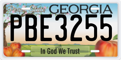 GA license plate PBE3255